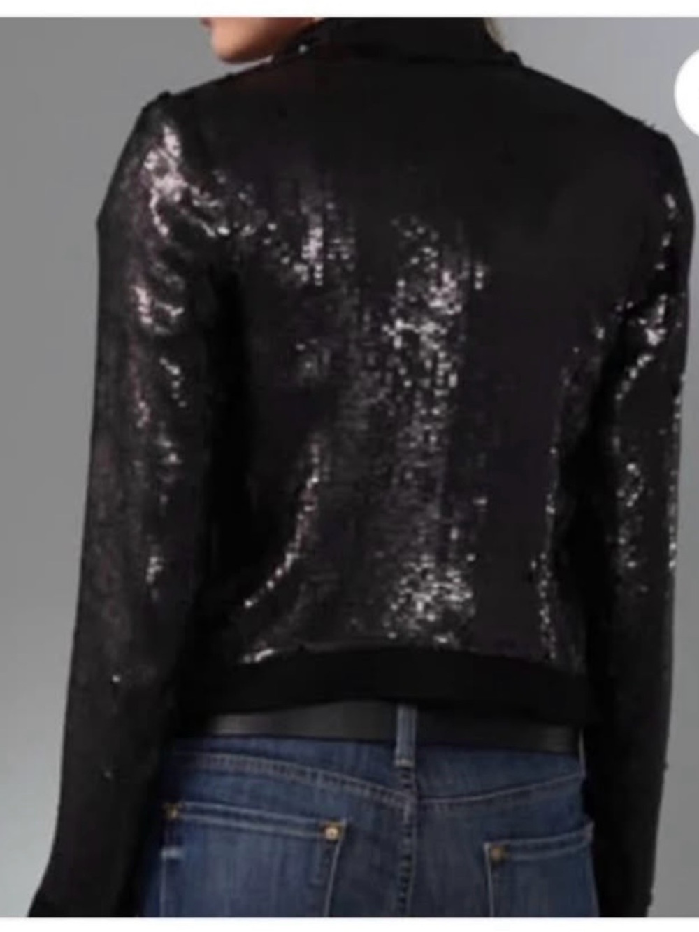 Club Monaco Black Sequin Open-Front Sequin Blazer - Picture 2 of 6